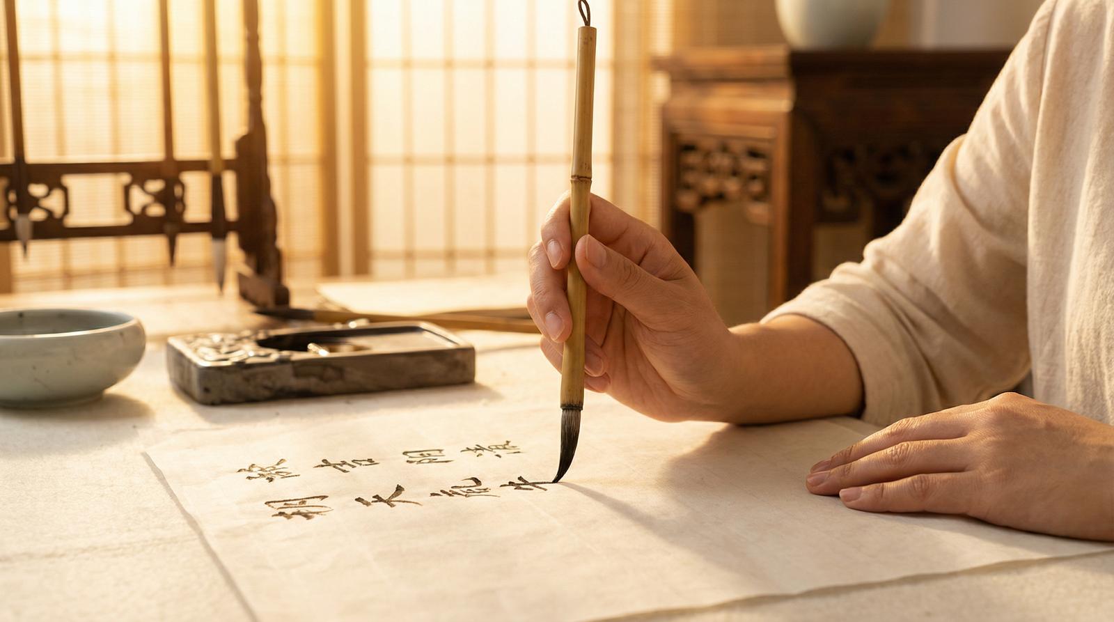 蘑菇视频水墨丹青：书法视频演示场景